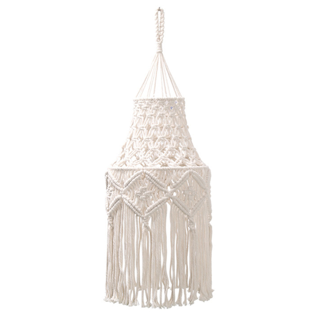 Lampshade Handmade Woven Macrame Wall Hanging Pendant Lamp Decoration Tapestry for Bedroom Coffee Restaurant Ornament