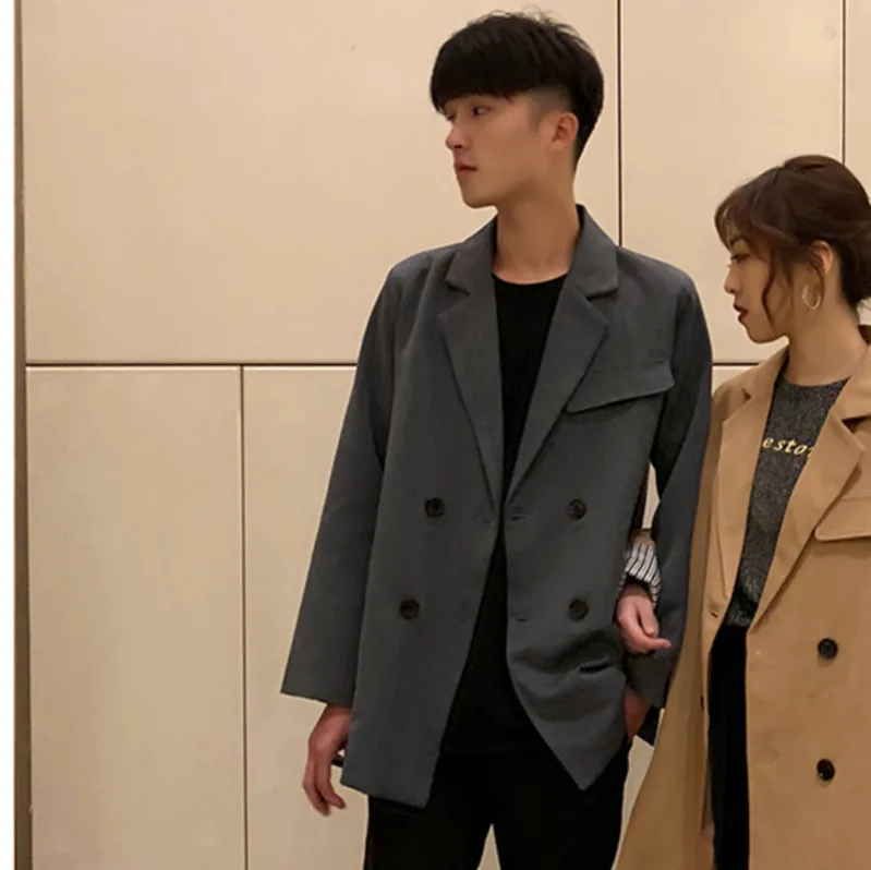 Весна и лето тренд Корейская версия пары Harajuku Большой размер Повседневный блейзер с длинными рукавами Лучшая Мода - Цвет: Серый