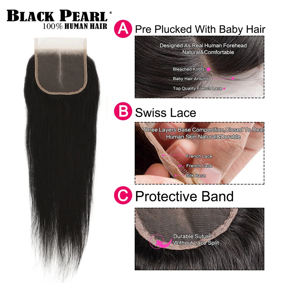 Black Pearl Pre-colored 3 Bundles With Closure Straight Human Hair Bundles  With Closure Brazilian Hair Weave Bundles Remy Hair - Pre-colored Bundle  Pack - AliExpress