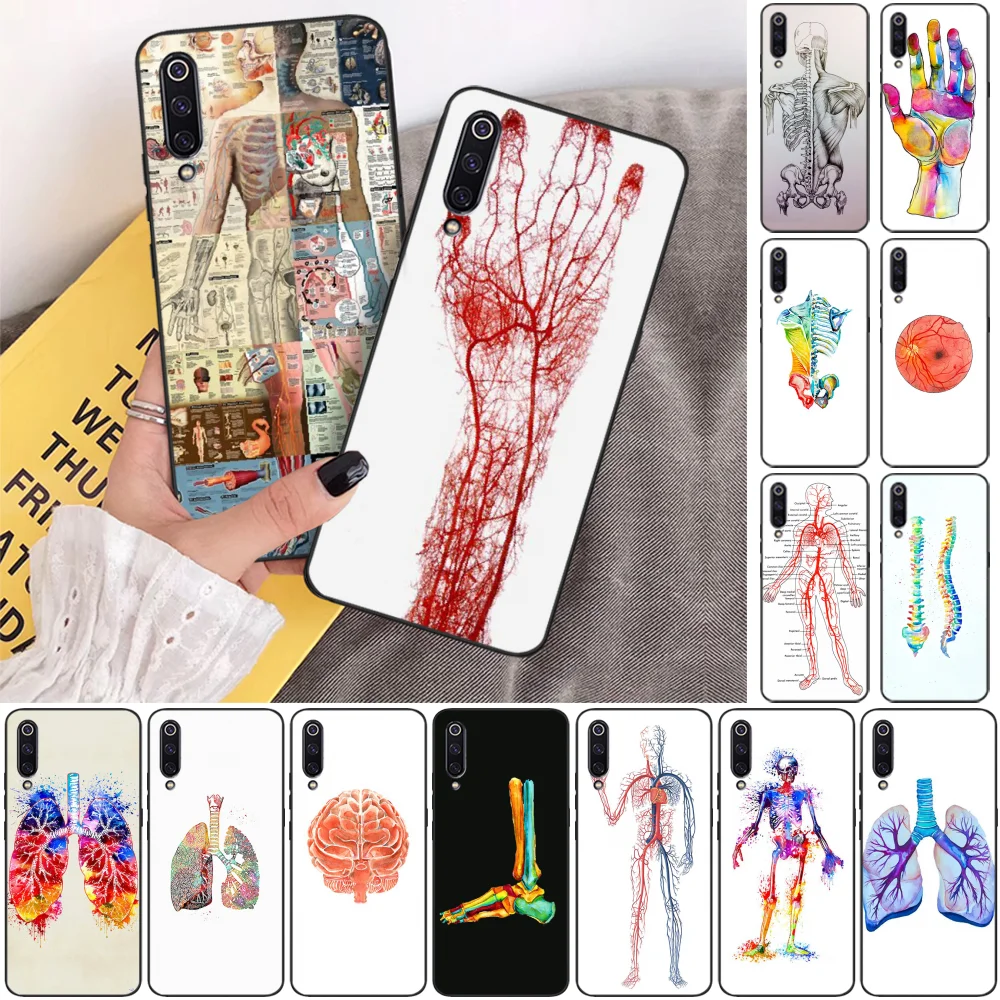 BaweiTE Medical Organs Brain Kidney Art Fashion black Phone Case for Xiaomi 8 9 se 5X Redmi 6pro 6A 4X 7 5plus note 5 | Мобильные