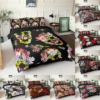 

3D Cool Skull Printed US/EU/AU Size Single Double Queen King 2/3pcs Microfiber Bedding Set Quilt Duvet Cover