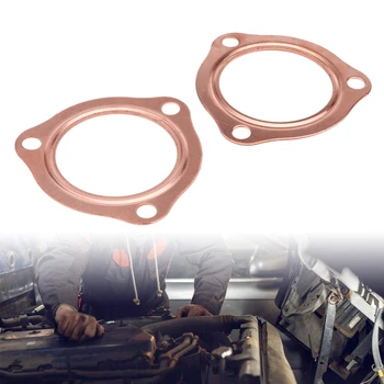 

New 2pcs Gasket 2.5inch Copper Header Exhaust Collector Gasket Reusable Gaskets For SBC BBC 302 350 454 Dropshipping