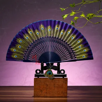 

Folding Fan New Peacock Fan Chinese Style Real Silk Fan Fine Folding Fan Japanese Style Fan hand fan feather fan silk