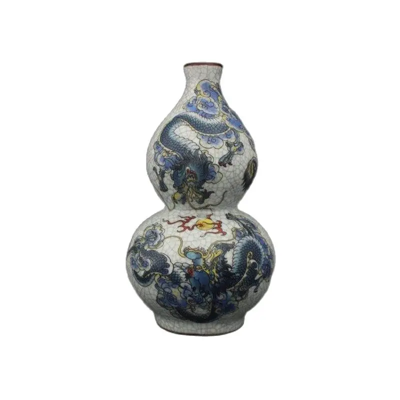 

Jingdezhen antique ceramic Qianlong famille rose painted dragon and Pearl gourd vase