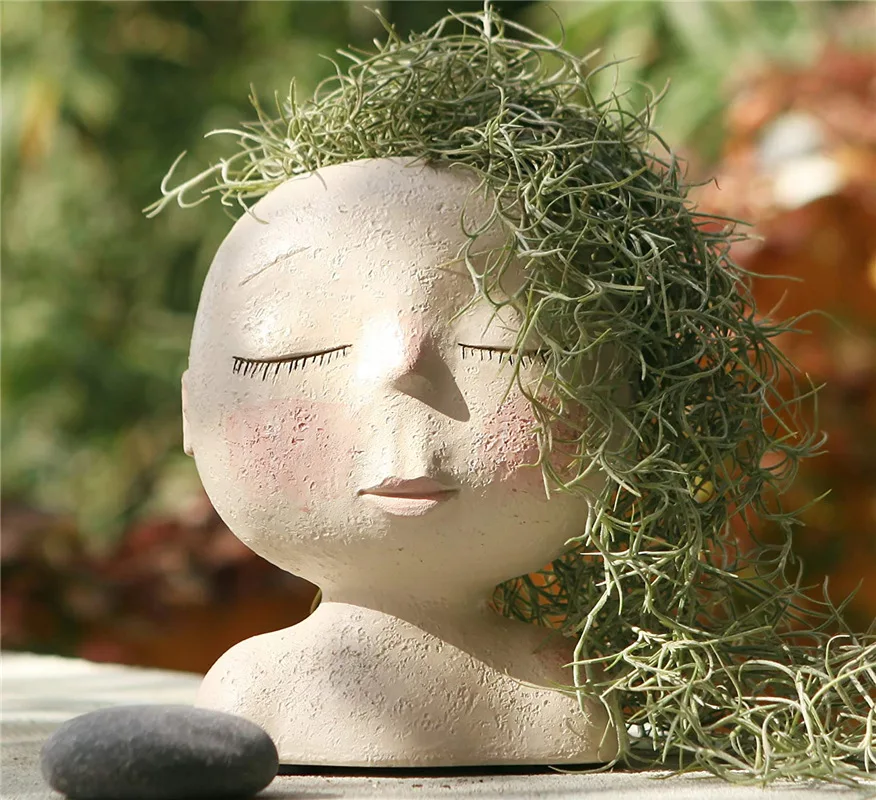 JOYLOVE Creative Art Modeling Sculpture Doll Flower Pot Potted Garden Decoration Resin Crafts Decoration