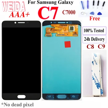 

New For Original Super AMOLED Samsung Galaxy C7 C8 C9 LCD Display Touch Screen Digitizer Assembly Replacement for C7 C8 C9 LCD