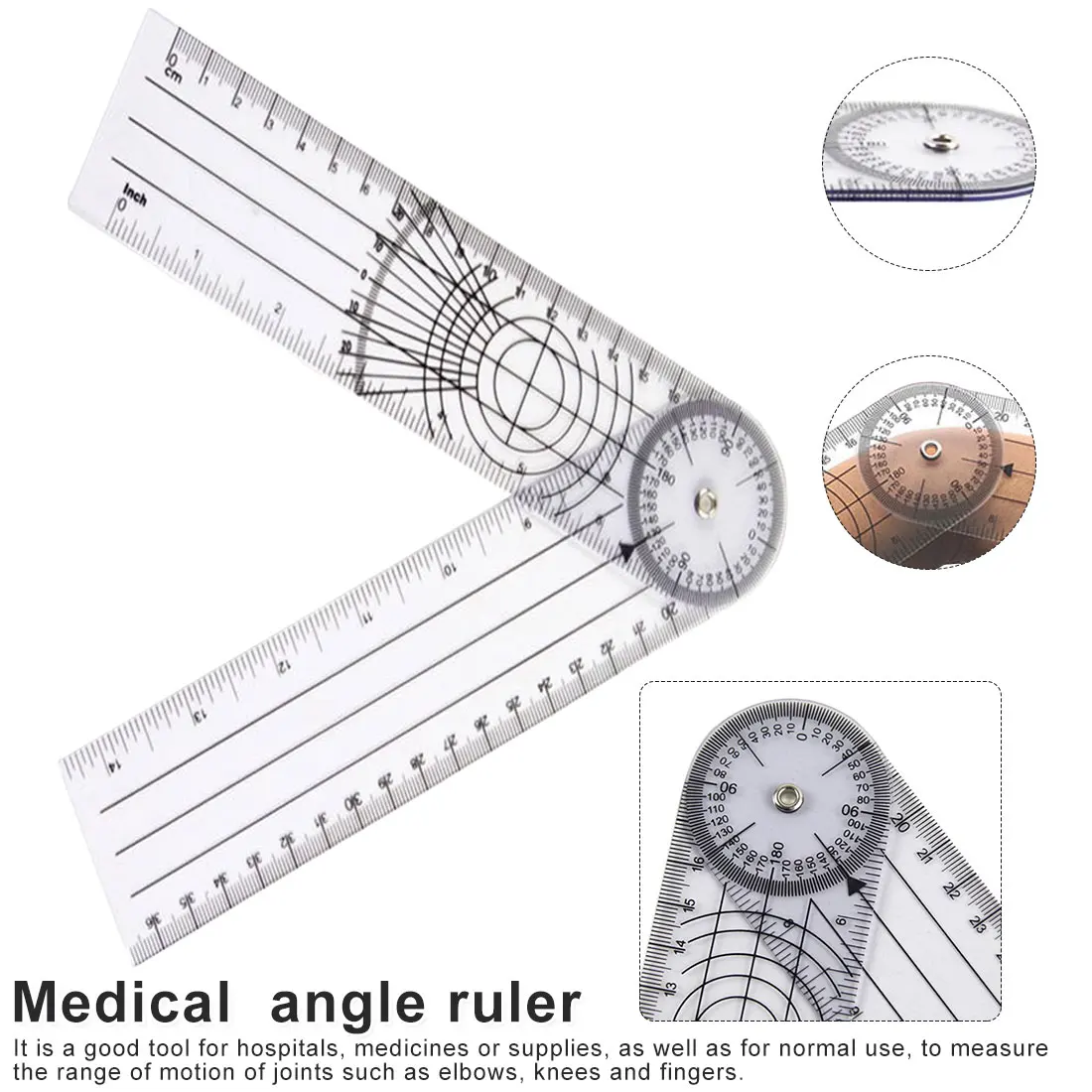 

Medical Orthopedic Angle Ruler Medical Measurement Corner Ruler Medical Gift Transparent PVC material 360 Degree