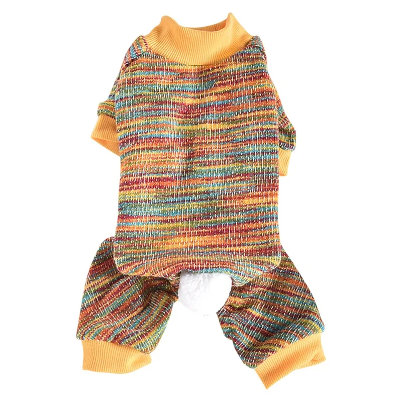 

Pet Autumn Winter Home Rainbow Four-legged Warm Clothes Dogs Teddy Dog Pajamas Jumpsuit
