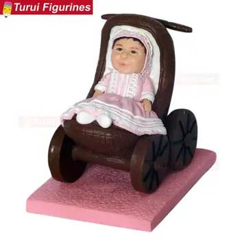 

personalized bobble head figures custom avatar doll infant figurines with baby carriage mother's gift home decoration home decor