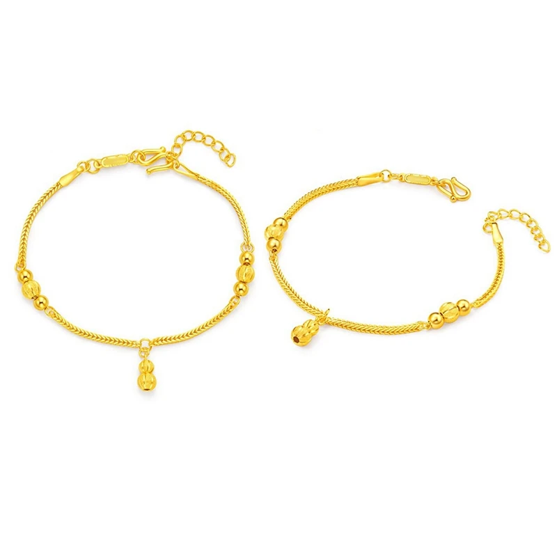 16 см+ 3 см) маленькие бусины в форме тыквы браслеты ножные браслеты ювелирные изделия для женщин цвет чистого золота без аллергии