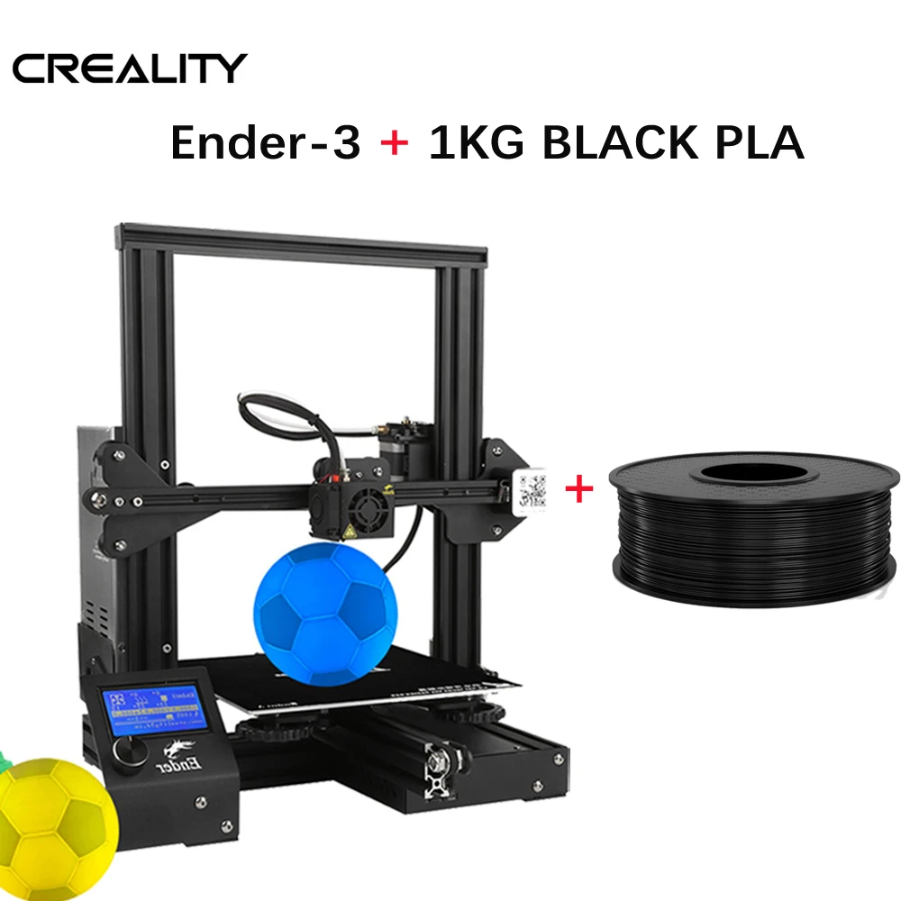 3 ADD 1KG BLACK PLA Ender-3 /Ender-3 Pro 3D Printer DIY Kit 3D printer Large Size I3 mini Resume Power Failure Printer ender 3 impresora 3D - Цвет: 3 ADD 1KG BLACK PLA