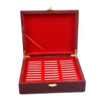 

30 Pcs Round Coins Holders Storage Container Case Portable Wooden Display Box Collection MYDING