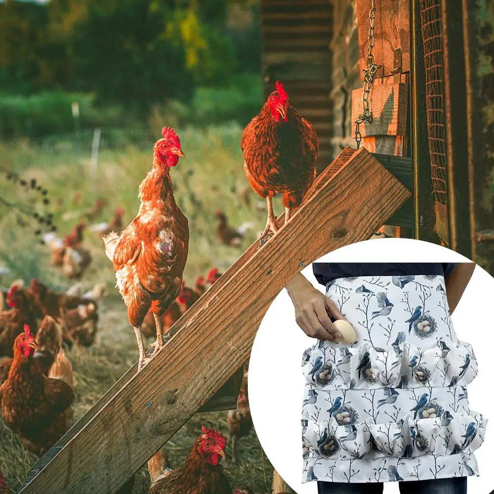 12 Pockets Aprons Home Garden Farmhouse Chicken Egg Collecting Harvest Polyester Cleaning Apron Carrier For Outdoors Farm Activi