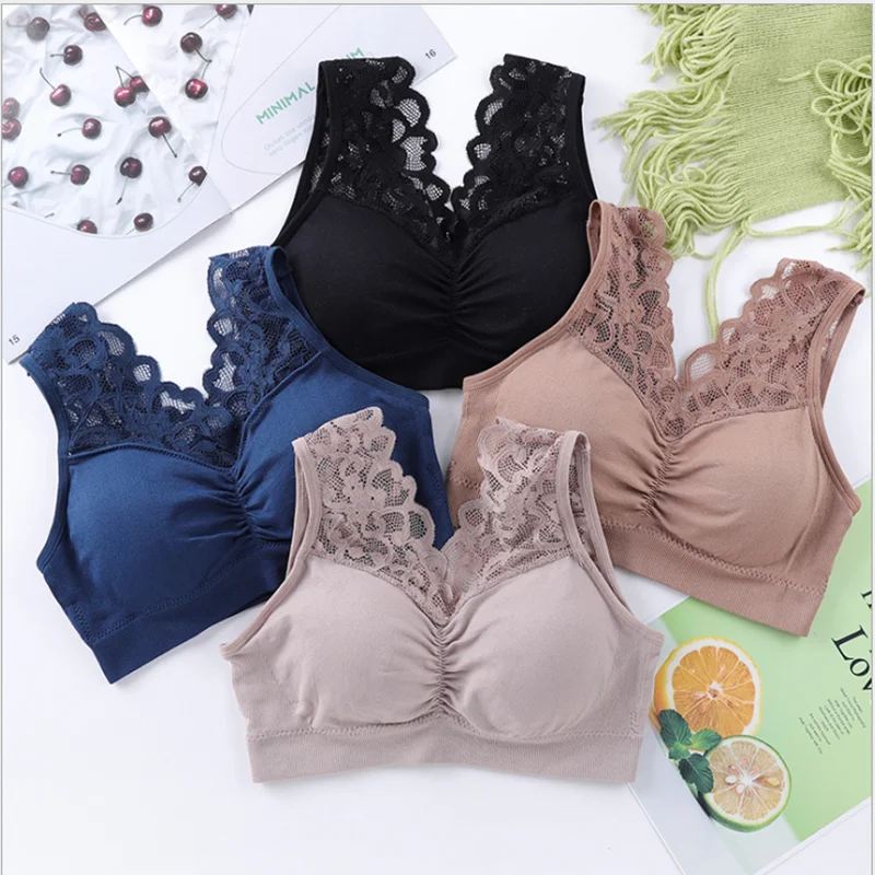 

Women's Underwear 2020 New Seamless Fashion Versatile Lace Sexy Condole Belt With Chest Wiper Cross Back Bra Nylon 3 / 4 Cup