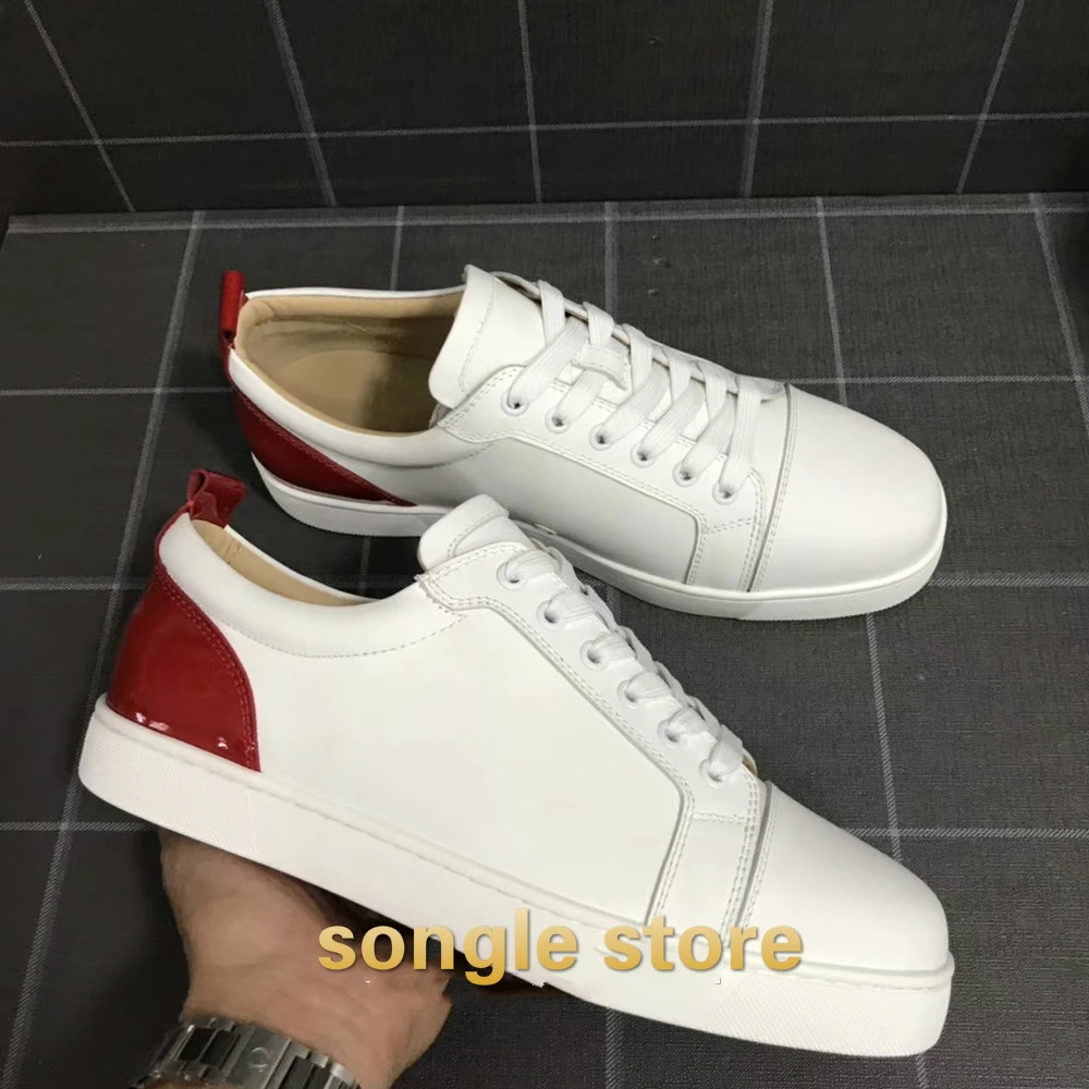 white low top red bottoms