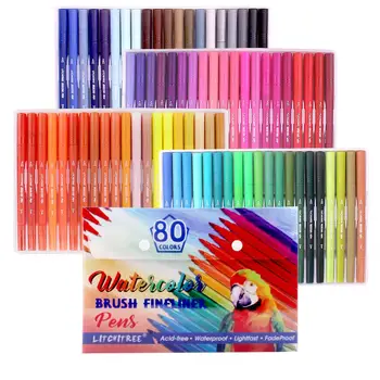 

80/120 Colors Dual Brush Pen Set Watercolor Art Markers with Two-Sided Tips, Bright and Vivid Colors, Acid Free 80 Shades