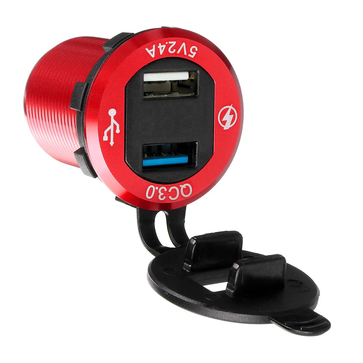 RED Зарядное устройство Quick Charge 3,0, алюминиевый, для мотоцикла, лодки, автомобиля, двойной USB, быстрая зарядка, цифровой светодиодный вольтметр для телефона, планшета - Цвет: RED