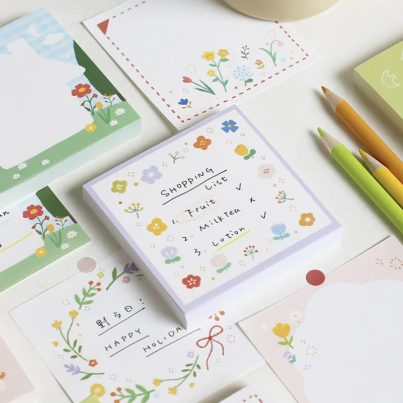 100 шт./компл. Kawaii Memo Pad Cute Flower Wreath Border Sheets офисные школьные принадлежности
