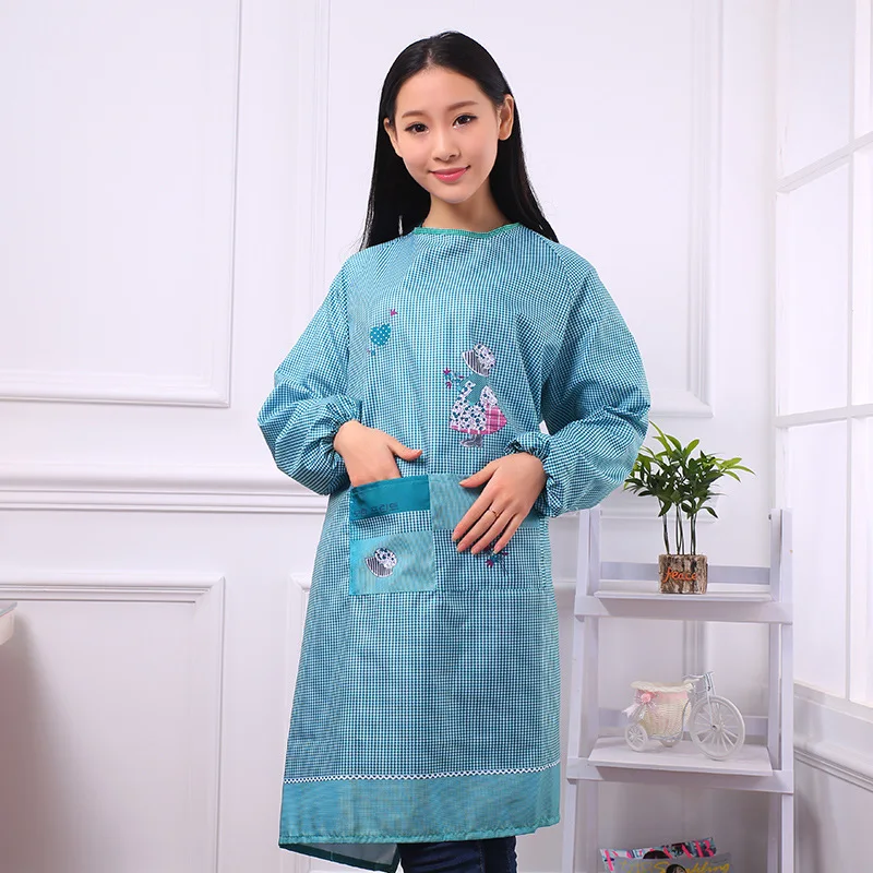 Thick Peach Skin Long Sleeve Apron Kitchen Waterproof Anti-Oil Apron Domestic Cleaning Bib Adult Overclothes