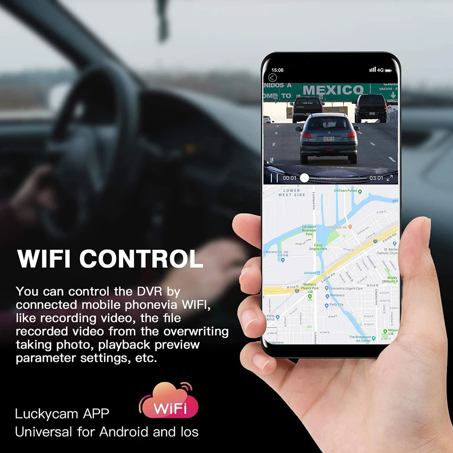 VEHIMACH двойной видеорегистратор 4K DVR зеркало Автомобильный WIFI GPS Dashcam фронтальная
