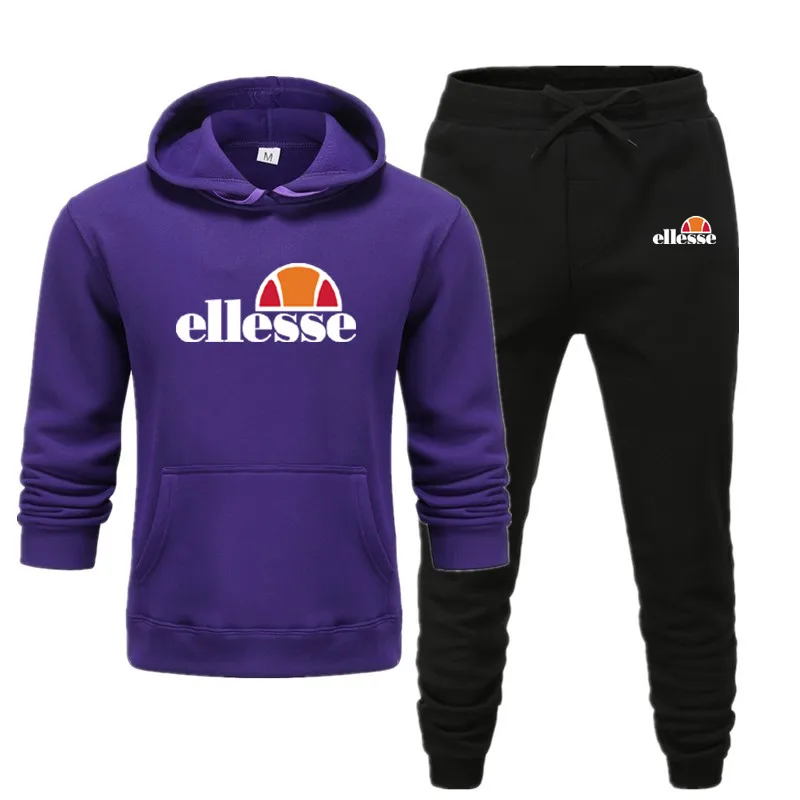 Мужская спортивная одежда HoodiesSweatpants, костюм для бега, спортивная одежда, удобная, модная одежда большого размера, белая, с разноцветным принтом - Цвет: Purple and Black