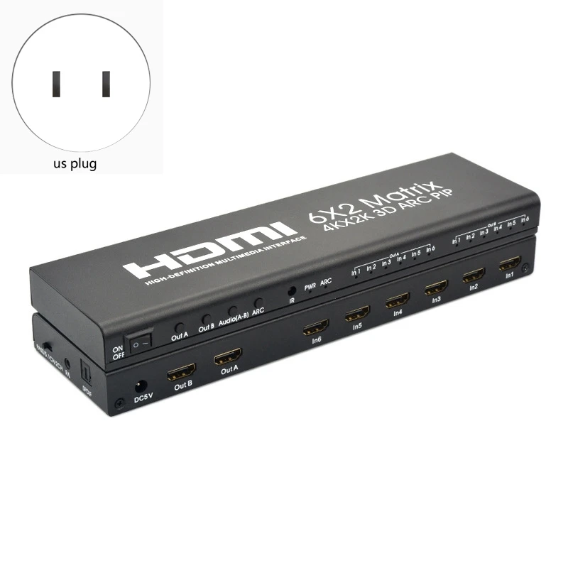 6X2 HDMI матрица Ultra 1080P HD 4K x 2K/30HZ HDR ARC Switch Splitter оптический SPDIF 3 5 мм o HIFI
