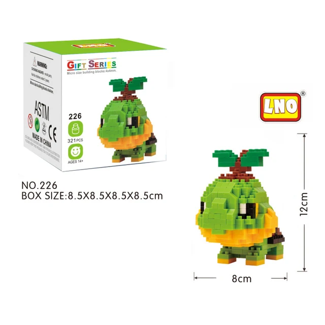 LNO Micro Brick Treecko Jigglypuff Togepi Caterpie Wobbuffet Turtwig DIY Mini Building Blocks Pokemon Figures Toys For Kids 226 Turtwig