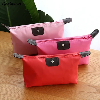 

Cosmetic Bags Women Nylon Solid Color Zipper Simple Folding Portable Makeup Bag Casual Womens Fashion Large Toiletry Pouch Chic