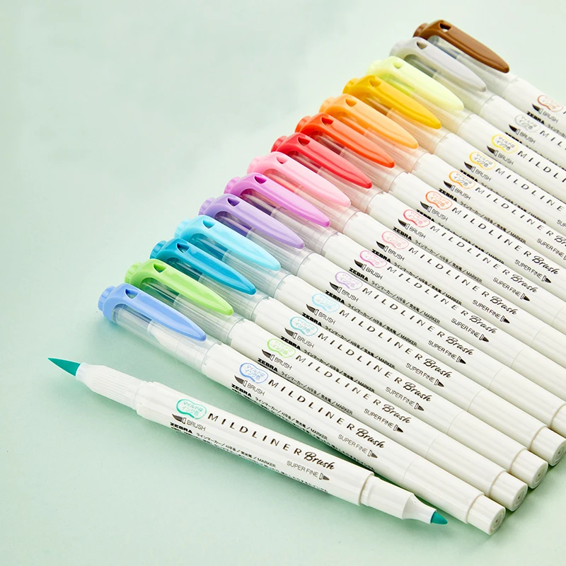 Japanese WFT8 5 15 25color Set MildLiner Soft Brush Pen Double headed Mild liner Highlighter Marker.jpg