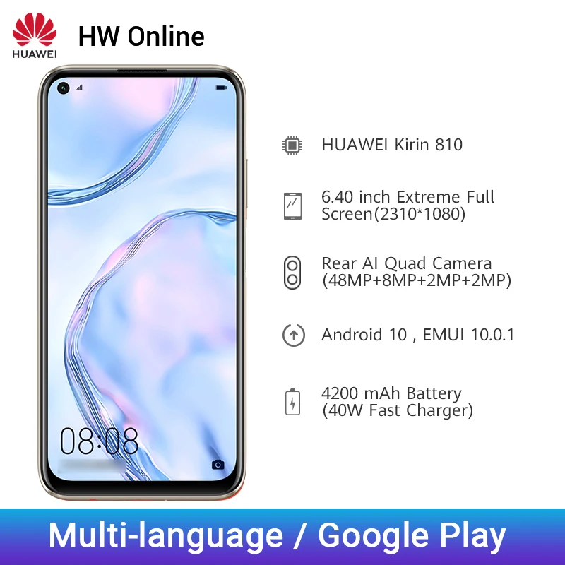 Huawei Nova 6 SE 8GB 128GB смартфон 48MP AI камера s мобильный телефон 16MP фронтальная камера 6,4 ''полный экран Kirin 990 Android 10