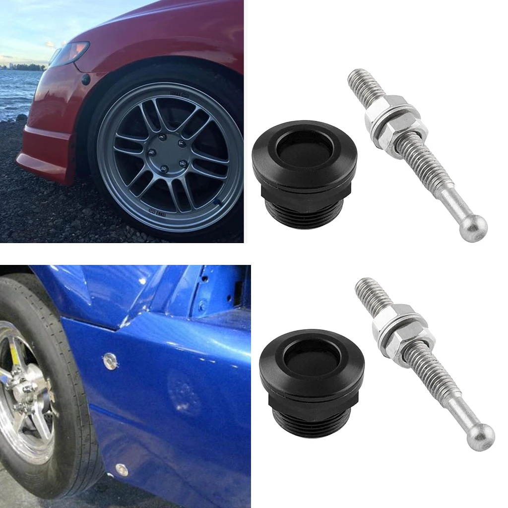 2x Universal  0.87''/ 22mm Diameter Quick Release Latch Push Button Hood Bonnet Pins Lock Clip Kit (2 Pack, Black)