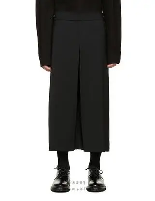 black 27-44 хит новая мужская одежда модные свободные брюки-кюлоты wo мужские широкие брюки для отдыха парикмахерские костюмы размера плюс - Цвет: black