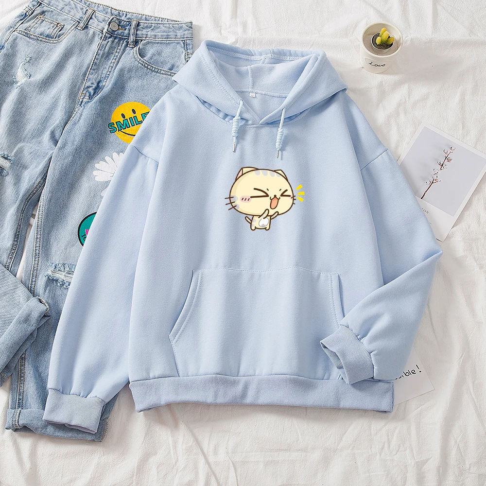 

Loose Sweatshirts with A Hood Women Cute Anime Hoodie Ladies Cotton 90s Ulzzang Aesthetic Pullover Sweatshirt Pocket Sudadera