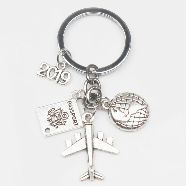New 2020 2021 2022 Earth Plane Passport Pendant Keychain Travel Key Ring Friendship Best Friend Jewelry Key Chain Diy Handmade 2019
