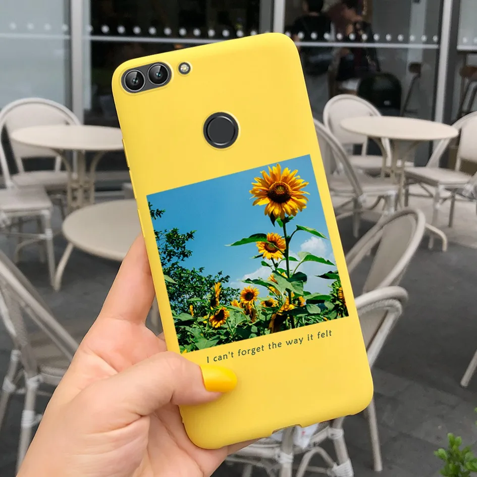 For Huawei P Smart Case For Huawei P Smart 2018 Daisy Flower Phone Case FIG-LX1 Soft Tpu Silicone Back Cover on PSmart 5.65" Bag phone pouch for running