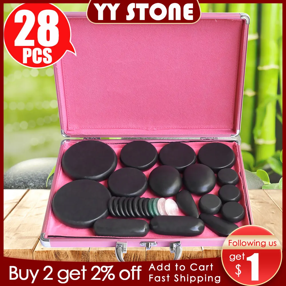 Tontin 28 Pz/Set Hot Stone Massage Body Massage Stone Set Salon Spa Con Scatola Riscaldante Ce E Rohs Basalto Stone Home Healthcare
