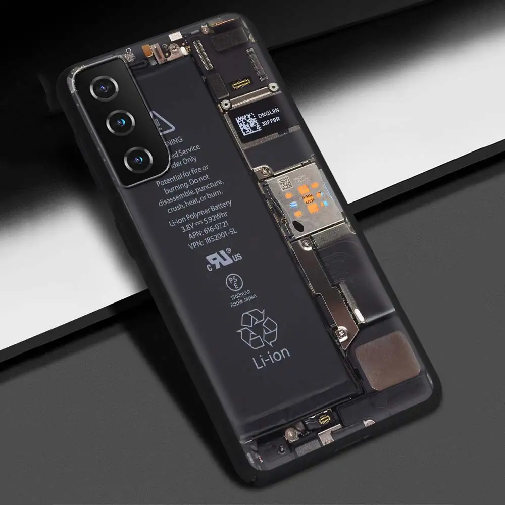 Sleek Silicone Black Phone Cover with Circuit Board Design