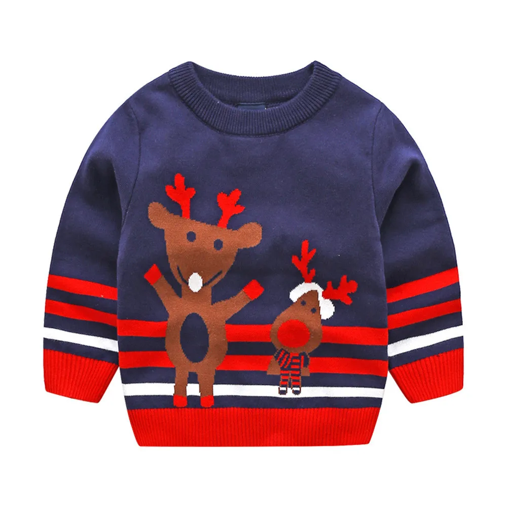

2019 Autumn Christmas Toddler Girls Sweaters Long Sleeve Cartoon Dear Print Baby Boy Clothes Christmas Sweater Kids Sweater