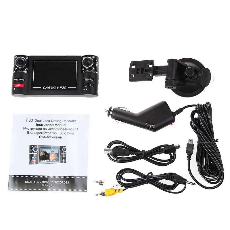 F600 Автомобильный цифровой видеорегистратор 16:9 HD дисплей DVR двойной объектив 2,7 ''видеокамера вращается на 120 градусов