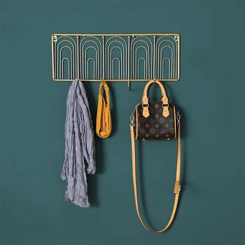 

Wall Hanging Luxury Clothes Hanger Bedroom Simple Wrought Iron Coat Rack Porch Wall Storage Hook Living Room Furniture Hat Rack