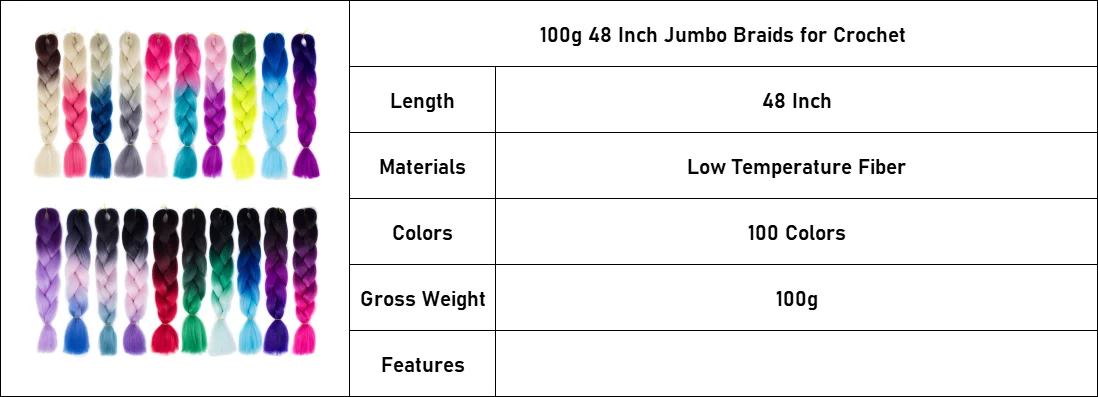 YXHAIR 100g 48 Inch Synthetic Jumbo Box Braids Expression Crochet Hair Extension for Women Pre Stretched Yaki Ombre