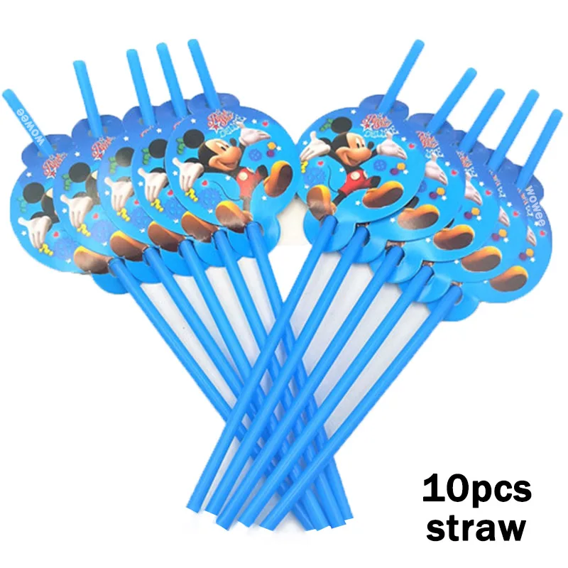 20 шт./лот бумажные салфетки с Микки Маусом, Мультяшные подарки для тематической вечеринки, детские украшения на день рождения, принадлежности для тематической вечеринки, фестиваль - Цвет: 10Drinking Straw