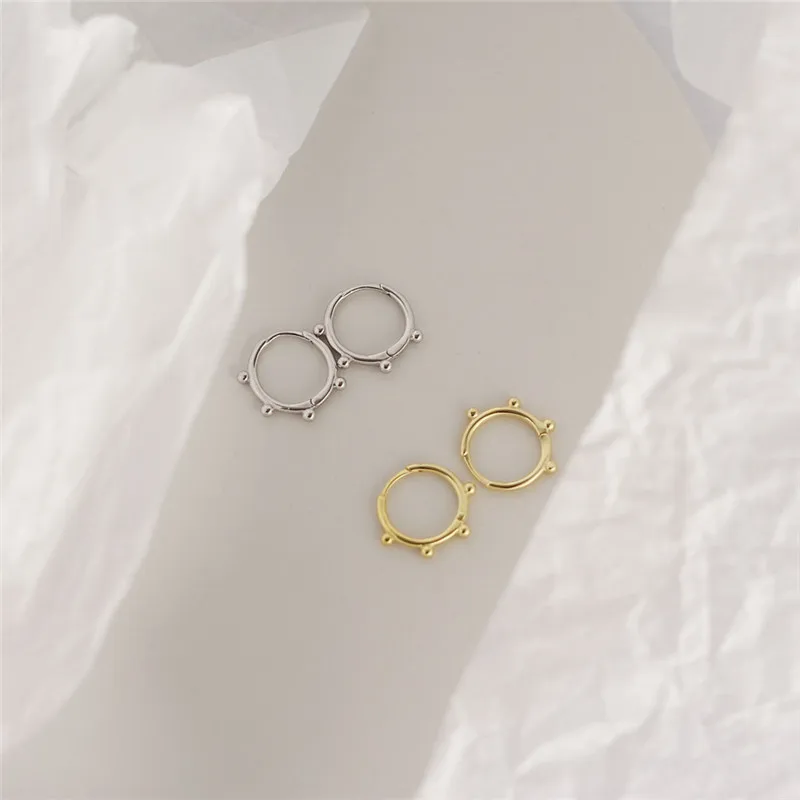 OLOEY, 925 пробы, серебряные серьги-кольца для женщин, девушек, Корея, INS, геометрические круглые бусины, Ушная серьга с пряжкой, ювелирные изделия YME532
