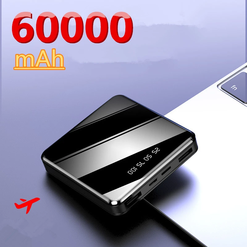 Mini 60000mAh Portable Power Bank 2 USB LCD Digital Display Fast Charging External Battery Powerbank For iPhone Xiaomi Huawei mini power bank