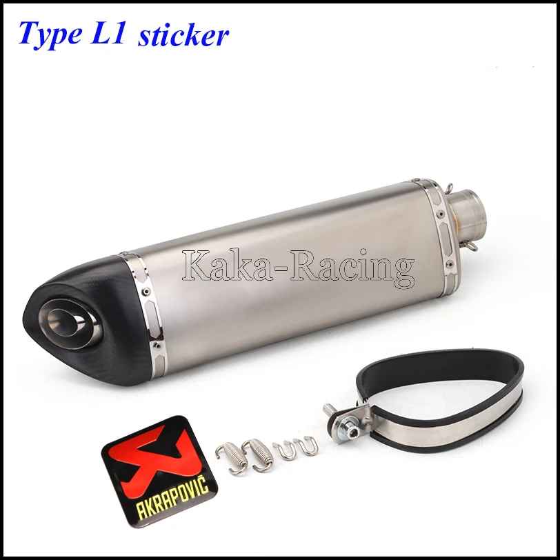 Универсальный Akrapovic мото rcycle глушитель выхлопной трубы Escape moto глушитель для MT07 MT09 RC390 Z800 Z900 TMAX530 CBR1000RR R3 R6 - Цвет: Type L1 sticker