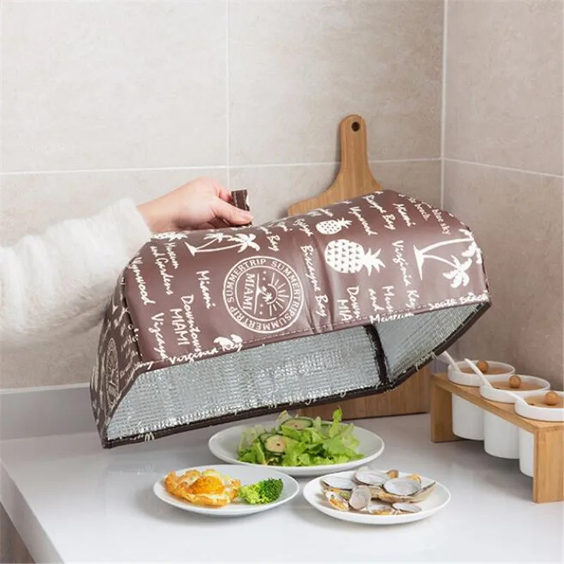 New Portable Folding Cover Lunch Bag Aluminum Foil Dining Table Covers Dust Prevention Fly Food Cover Kitchen Gadgets
