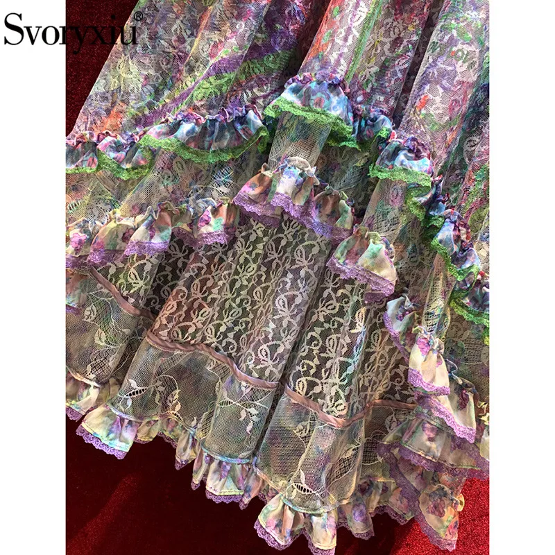 Svoryxiu Designer Fashion Autumn Party Lace Print