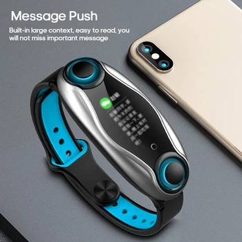 

T90 Smart Fitness Bracelet Bluetooth 5.0 with Wireless Earphones IP67 Waterproof Sport Smart Watch Clock for Android IOS