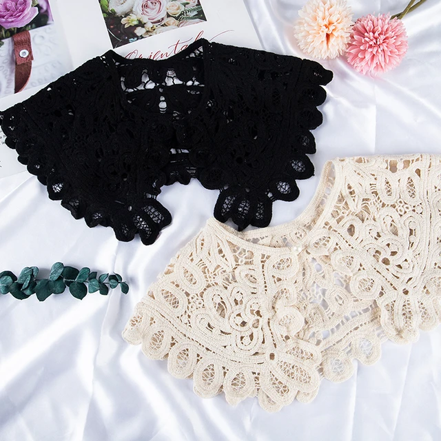 Lace Pearl Fake Collars Shawl O-Neck Doll False Collar Hollow Crochet Lace  Detachable Collar DIY Sweet Neckline Lace Collar - AliExpress