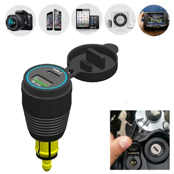 

DC 12V-24V Aluminum Waterproof Type-C Motorcycle QC3.0 Dual USB Fast Charger Power Adapter Socket For BMW Hella 2020 New
